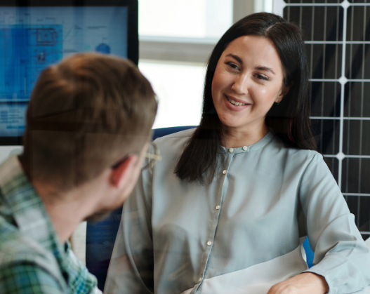 two people consulting