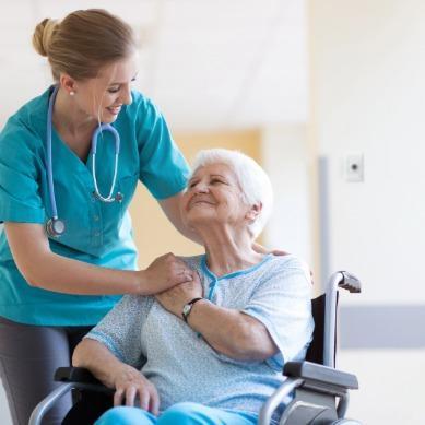 nurse and elderly woman